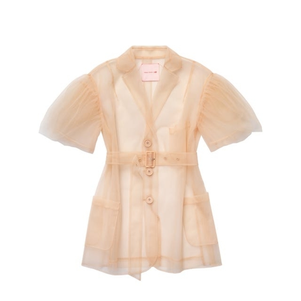 Simone Rocha Sheer Peach Organza Belted Blazer